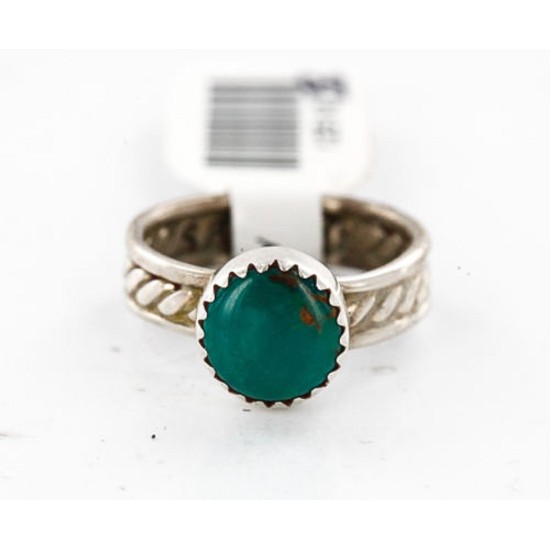 .925 Sterling Silver Handmade Certified Authentic Navajo Turquoise Native American Ring  390840303306