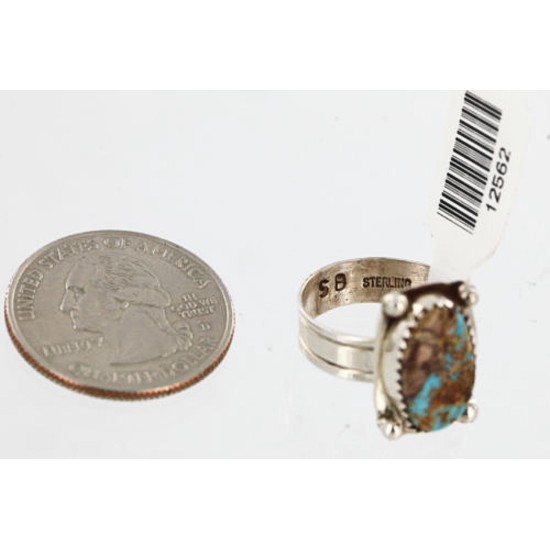 .925 Sterling Silver Handmade Certified Authentic Navajo Turquoise Native American Ring  390851636317