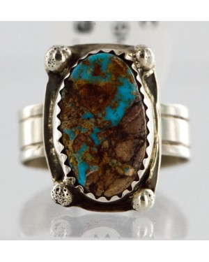 .925 Sterling Silver Handmade Certified Authentic Navajo Turquoise Native American Ring  390851636317