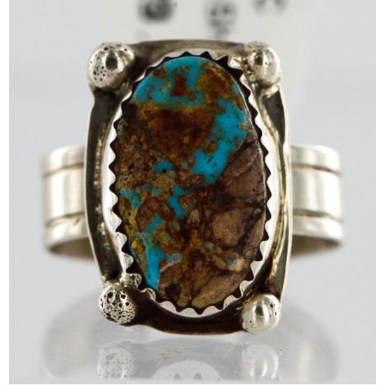 .925 Sterling Silver Handmade Certified Authentic Navajo Turquoise Native American Ring  390851636317
