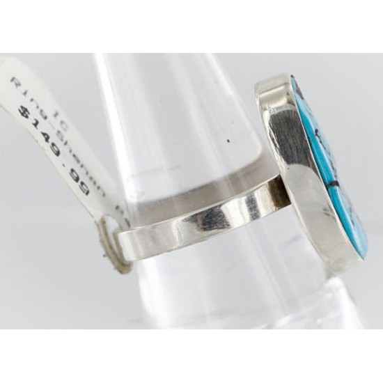 .925 Sterling Silver Handmade Certified Authentic Navajo Turquoise Native American Ring  390851729616