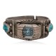 .925 Sterling Silver Handmade Certified Authentic Signed Navajo Natural Turquoise Coral Native American Watchband 1132