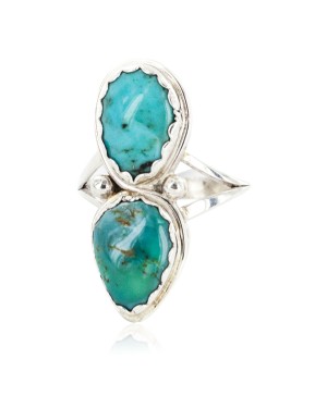 .925 Sterling Silver Handmade Navajo Certified Authentic Natural Turquoise Native American Ring 18187-2
