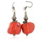 .925 Sterling Silver Hooks Certified Authentic Navajo Coral Native American Dangle Earrings 18284