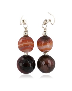 .925 Sterling Silver Hooks Certified Authentic Navajo Natural Carnelian Native American Dangle Earrings 18294-3