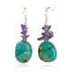 .925 Sterling Silver Hooks Certified Authentic Navajo Natural Turquoise Amethyst Native American Dangle Earrings 18294-21