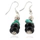 .925 Sterling Silver Hooks Certified Authentic Navajo Natural Turquoise Black Onyx Native American Dangle Earrings 18286-6