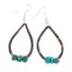 .925 Sterling Silver Hooks Certified Authentic Navajo Natural Turquoise Heishi Hoop Native American Earrings 18258