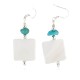 .925 Sterling Silver Hooks Certified Authentic Navajo Natural Turquoise Mother Of Pearl Native American Dangle Earrings 18254-4
