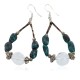 .925 Sterling Silver Hooks Certified Authentic Navajo Natural Turquoise Quartz Heishi Hoop Native American Earrings 18285-2
