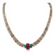 .925 Sterling Silver Navajo Certified Authentic Coral and Natural Graduated Heishi Native American Necklace  95004-6