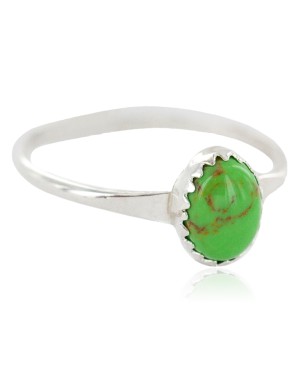 .925 Sterling Silver Navajo Certified Authentic Handmade Natural Gaspeite Native American Ring Size 3 1/2 24500-2