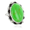 .925 Sterling Silver Navajo Handmade Natural Gaspeite Native American Ring Size 7 18198-4