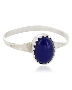 .925 Sterling Silver Navajo Certified Authentic Handmade Natural Lapis Lazuli Native American Ring Size 6 1/2 24502-1