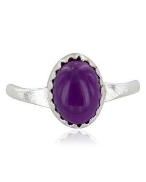 .925 Sterling Silver Navajo Certified Authentic Handmade Natural Sugilite Native American Ring Size 6 24506-5