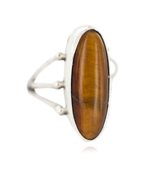 .925 Sterling Silver Navajo Certified Authentic Handmade Natural Tigers Eye Native American Ring size 5 96008-2