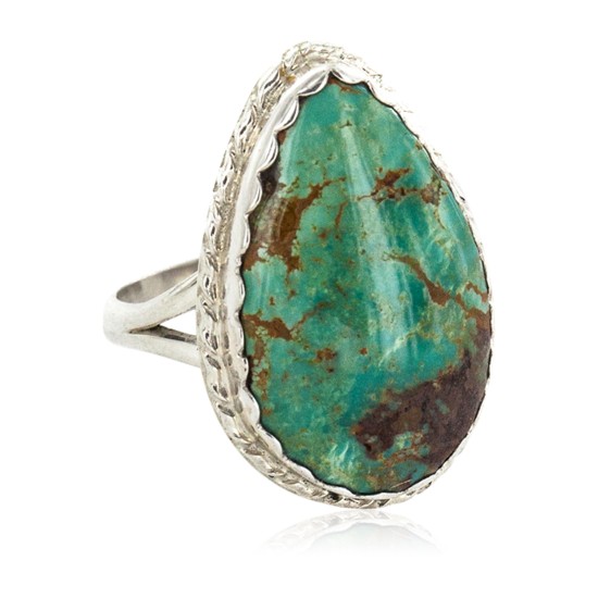 .925 Sterling Silver Navajo Certified Authentic Handmade Natural Turquoise Native American Ring 18188-2