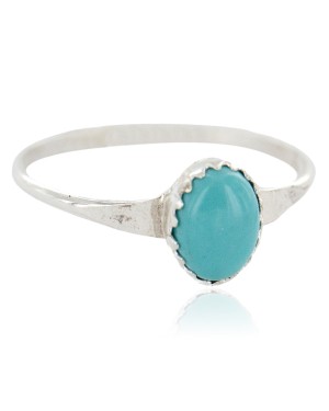 .925 Sterling Silver Navajo Certified Authentic Handmade Natural Turquoise Native American Ring Size 5 1/2 24503-5