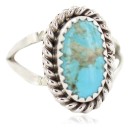 .925 Sterling Silver Navajo Handmade Natural Turquoise Native American Ring Size 7½ 96002-3