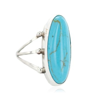 .925 Sterling Silver Navajo Certified Authentic Handmade Natural Turquoise Native American Ring size 6  96005-1