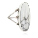 .925 Sterling Silver Navajo Handmade White Howlite Native American Ring size 5 1/2 96010
