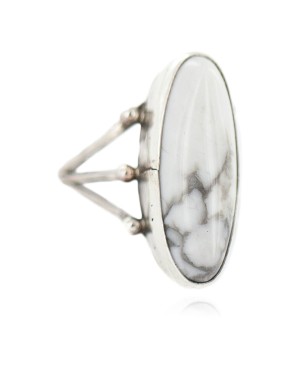 .925 Sterling Silver Navajo Certified Authentic Handmade White Howlite Native American Ring size 5 1/2 96010