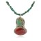 .925 Sterling Silver Navajo Certified Authentic Natural Spiderweb and Turquoise Coral Native American Necklace 12926-6-15858