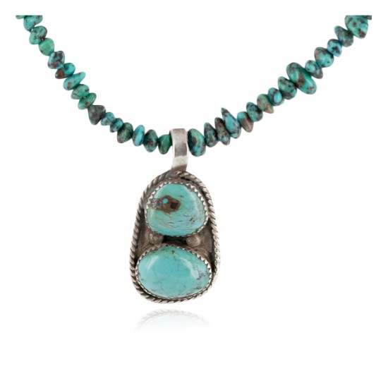 .925 Sterling Silver Navajo Certified Authentic Natural Turquoise Native American Necklace 24464-15781 .925 Sterling Silver Navajo Certified Authentic Natural Turquoise Native American Necklace 24464-15781