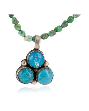 .925 Sterling Silver Navajo Certified Authentic Turquoise Coral Native American Necklace 14785-12-790102