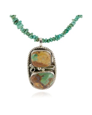 .925 Sterling Silver Navajo Certified Authentic Turquoise Native American Necklace 12926-215781-3