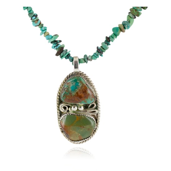 .925 Sterling Silver Navajo Certified Authentic Turquoise Native American Necklace 12926-5 .925 Sterling Silver Navajo Certified Authentic Turquoise Native American Necklace 12926-5