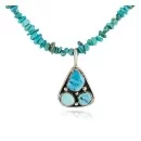 .925 Sterling Silver Navajo Turquoise Native American Necklace 15215-1577