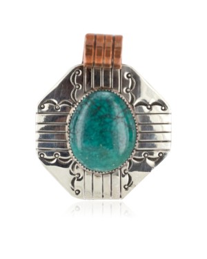 .925 Sterling Silver Nickel Pure Copper Handmade Certified Authentic Navajo Natural Turquoise Native American Necklace 15053-102260