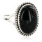 .925 Sterling Silver Oval Handmade Certified Authentic Navajo Natural Black Onyx Native American Ring  12831-3