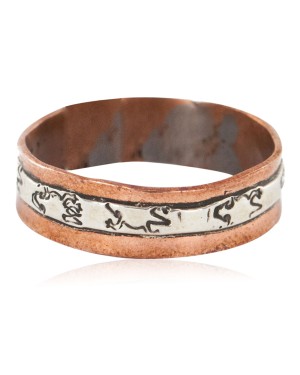 .925 Sterling Silver Pure Copper Handmade Certified Authentic Navajo Gecko Native American Ring  16979-30