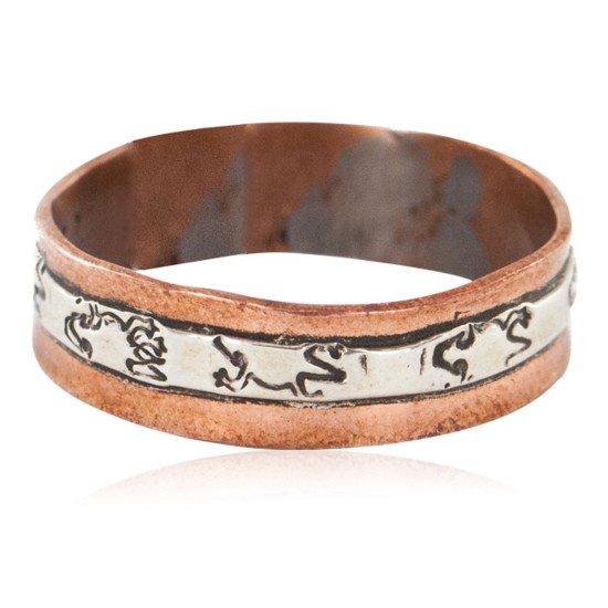 .925 Sterling Silver Pure Copper Handmade Certified Authentic Navajo Gecko Native American Ring  16979-30