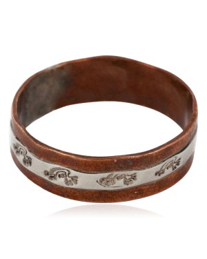 .925 Sterling Silver Pure Copper Handmade Certified Authentic Navajo Kokopelli Native American Ring 17068