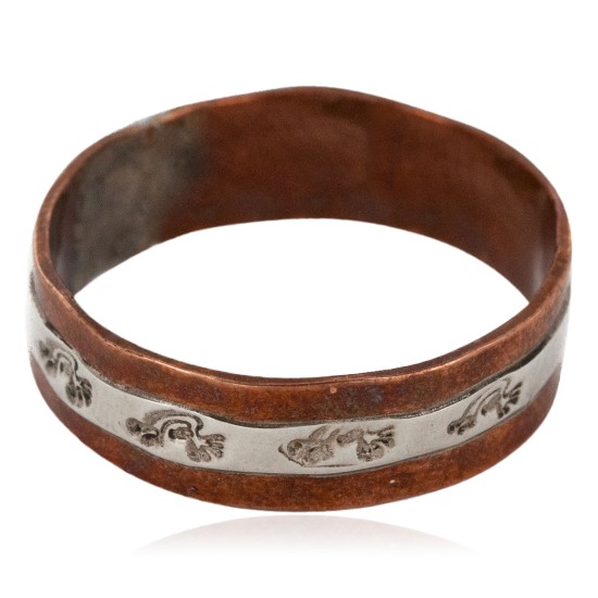 .925 Sterling Silver Pure Copper Handmade Certified Authentic Navajo Kokopelli Native American Ring 17068