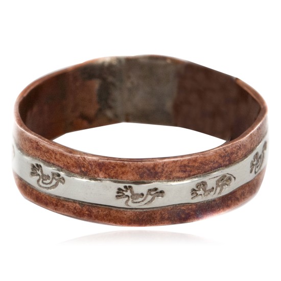 .925 Sterling Silver Pure Copper Handmade Kokopelli Certified Authentic Navajo Native American Ring  16979-23
