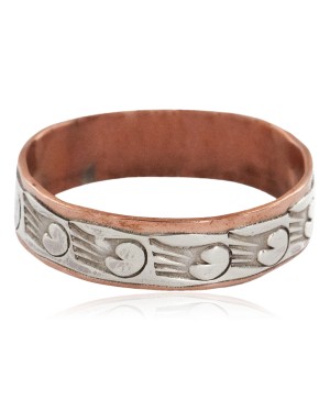 .925 Sterling Silver Pure Copper Handmade Rain Certified Authentic Native American Ring  16979-18