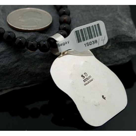 .925 Sterling Silver Sterling Handmade Certified Authentic Navajo Turquoise Native American Necklace 390680576485