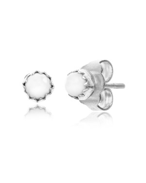 .925 Sterling Silver Certified Authentic Handmade Navajo Native American White Howlite Stud Earrings 27232