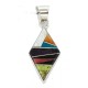 Navajo Rhombus Certified Authentic .925 Sterling Silver Natural Multicolor Real Handmade Native American Inlaid Pendant 24491-10