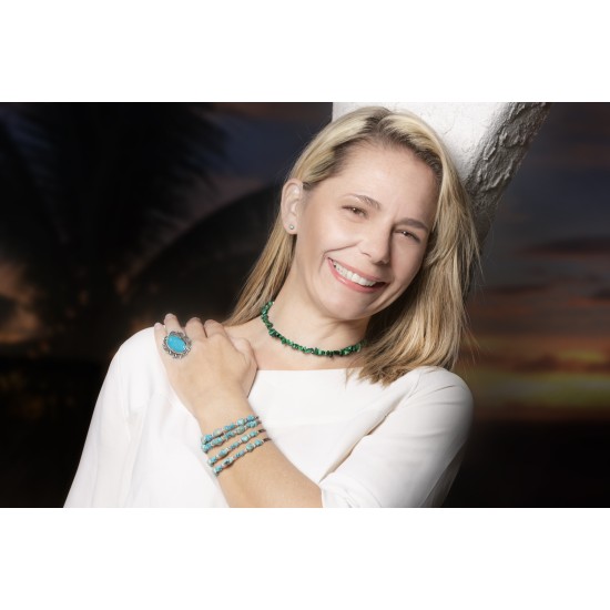 Genuine Stones Certified Authentic Navajo Native American Adjustable Choker Wrap Necklace Chain 255555