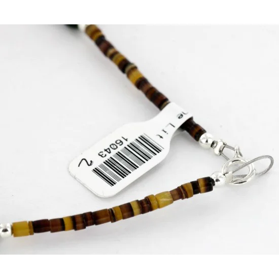 Delicate Navajo .925 Sterling Silver Natural Turquoise and Dark Green Agate Native American Necklace Chain 16043-2 Delicate Navajo .925 Sterling Silver Natural Turquoise and Dark Green Agate Native American Necklace Chain 16043-2