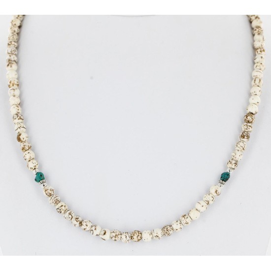 Certified Authentic Navajo .925 Sterling Silver WHITE Turquoise Native American Necklace 16044