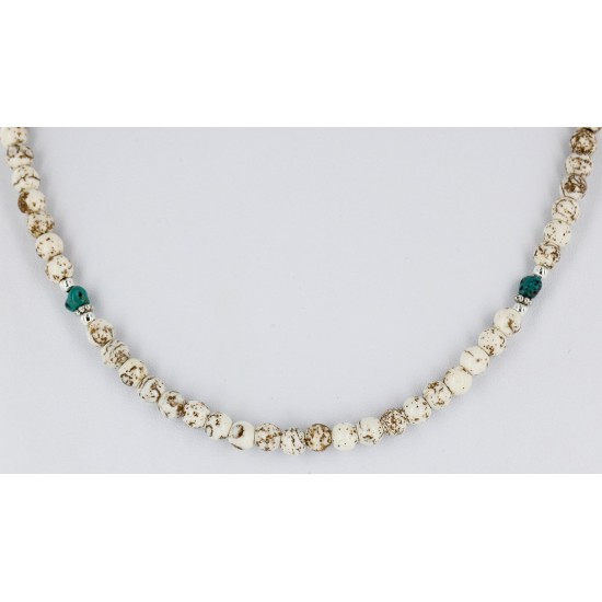 Certified Authentic Navajo .925 Sterling Silver WHITE Turquoise Native American Necklace 16044