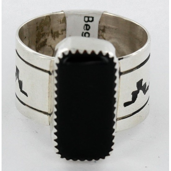 Handmade Certified Authentic Navajo .925 Sterling Silver Natural Black Onyx Native American Ring  12576