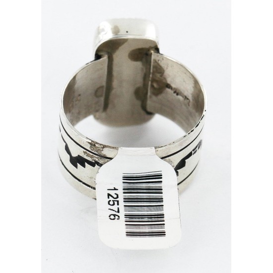 Handmade Certified Authentic Navajo .925 Sterling Silver Natural Black Onyx Native American Ring  12576