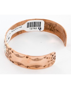 Handmade Kokopelli Rain Certified Authentic Navajo Pure .925 Sterling Silver and Copper Native American Bracelet 12762-4